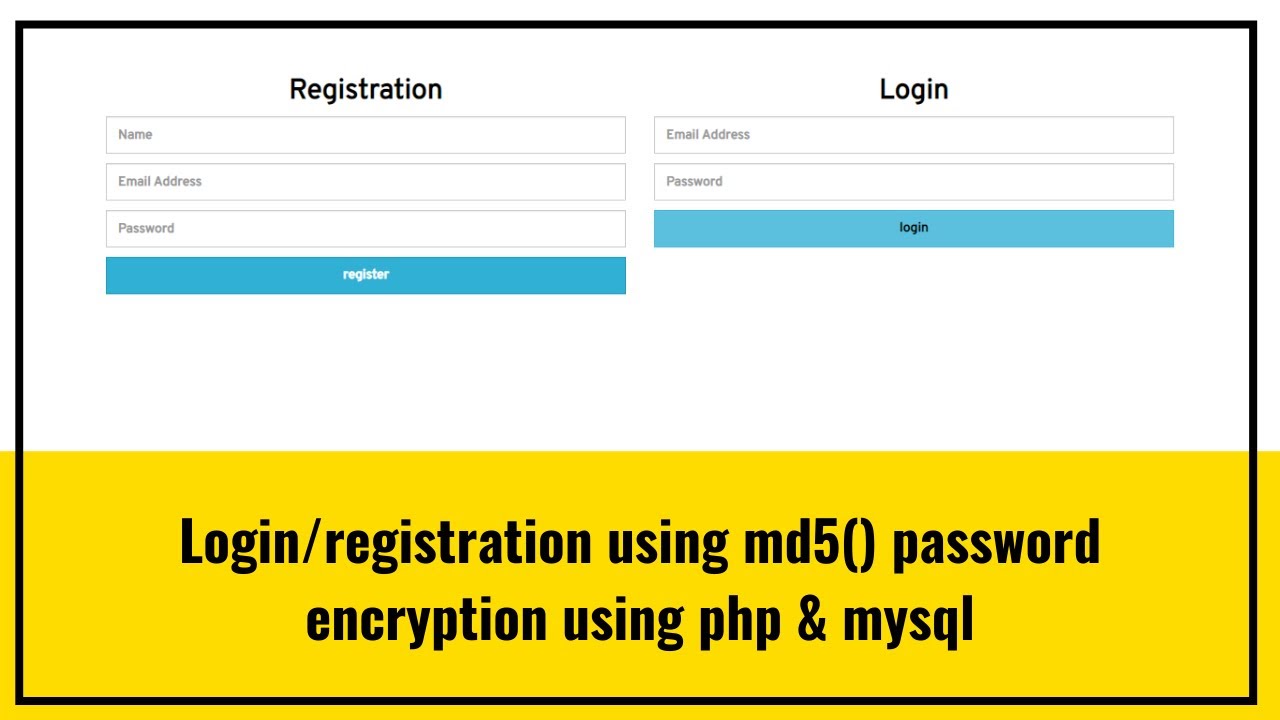 เข้ารหัส md5  New 2022  login/register form using md5() password encryption