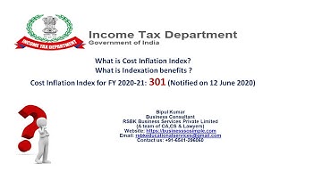 What is Cost Inflation Index? II CII for FY 2020-21: 301 II What is Indexation benefits ?