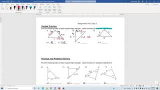 U2D3 Guided Practice - Simplifying Radicals & 45-45-90 Special Right Triangles