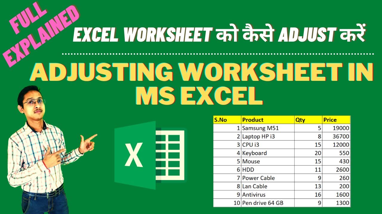 MS Excel - Adjusting Worksheet | Useful for excel users. - YouTube