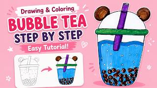 Bubble Tea Drawing Coloring Tutorial Step-by-Step for Beginners