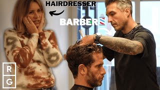 Barber Trains A Hairdresser In Cutting Mens Hair 