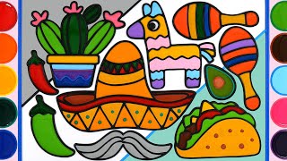 tacos mexican food jelly painting coloring mexico travel cactus pinata satisfying video