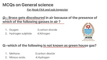 MCQ on General science for jkssb finance accounts assistant and sub inspector