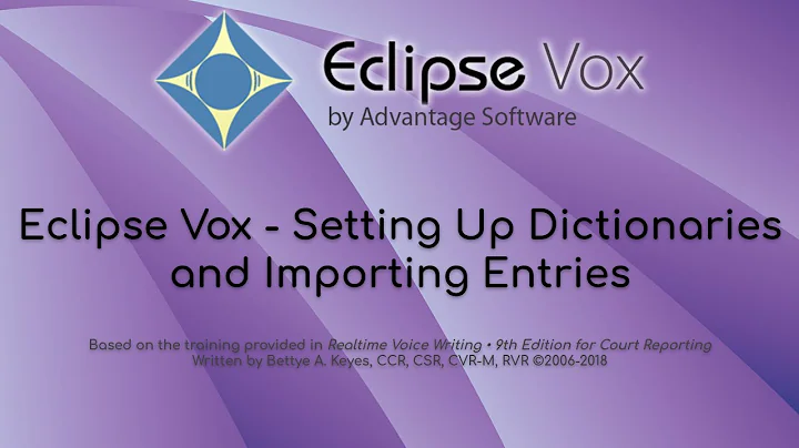 Eclipse Vox - Setting up Dictionaries and Importing Entries