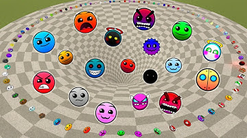 Geometry Dash and Lobotomy Dash Nextbots Family FALL into a FUNNEL Chasing me Gmod