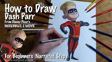 How to Draw Dash from Incredibles 2 voiced by Huck Milner