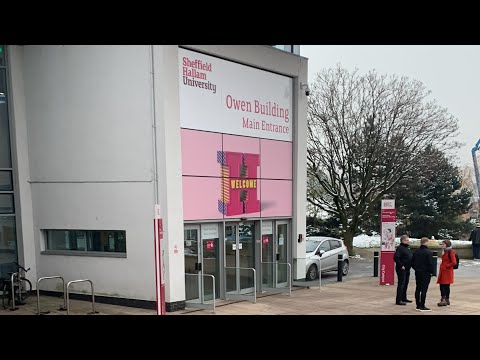 Walking through Sheffield Hallam University in Snow | Owen Building | Adsetts Library | City Campus