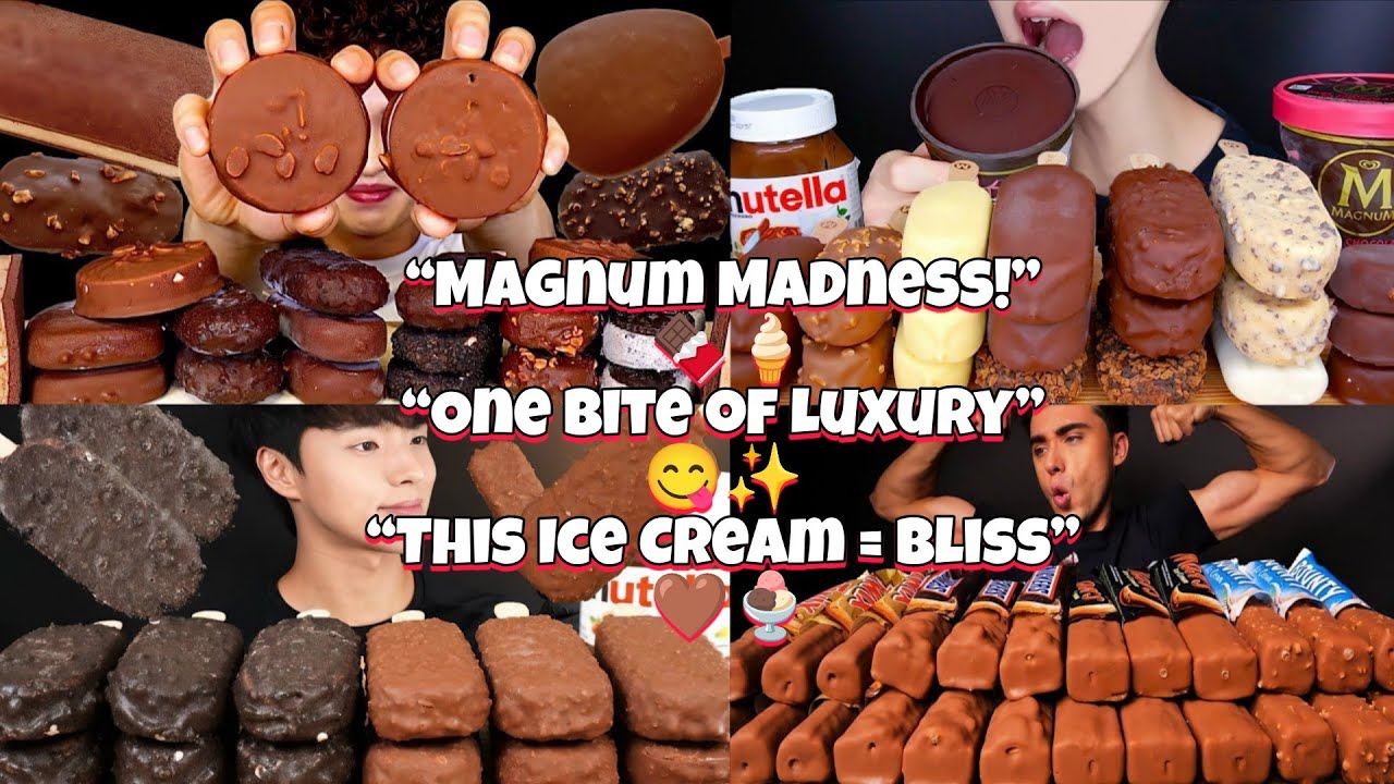 ASMR "Magnum Ice Cream Race Eating Challenge" || ASMR "Chocolate Ice Cream Mukbang" (без разговоров)
