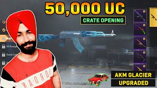 PUBG MOBILE | 50,000 UC CRATE OPENING | AKM GLACIER UPGRADED | LUCKY SPIN