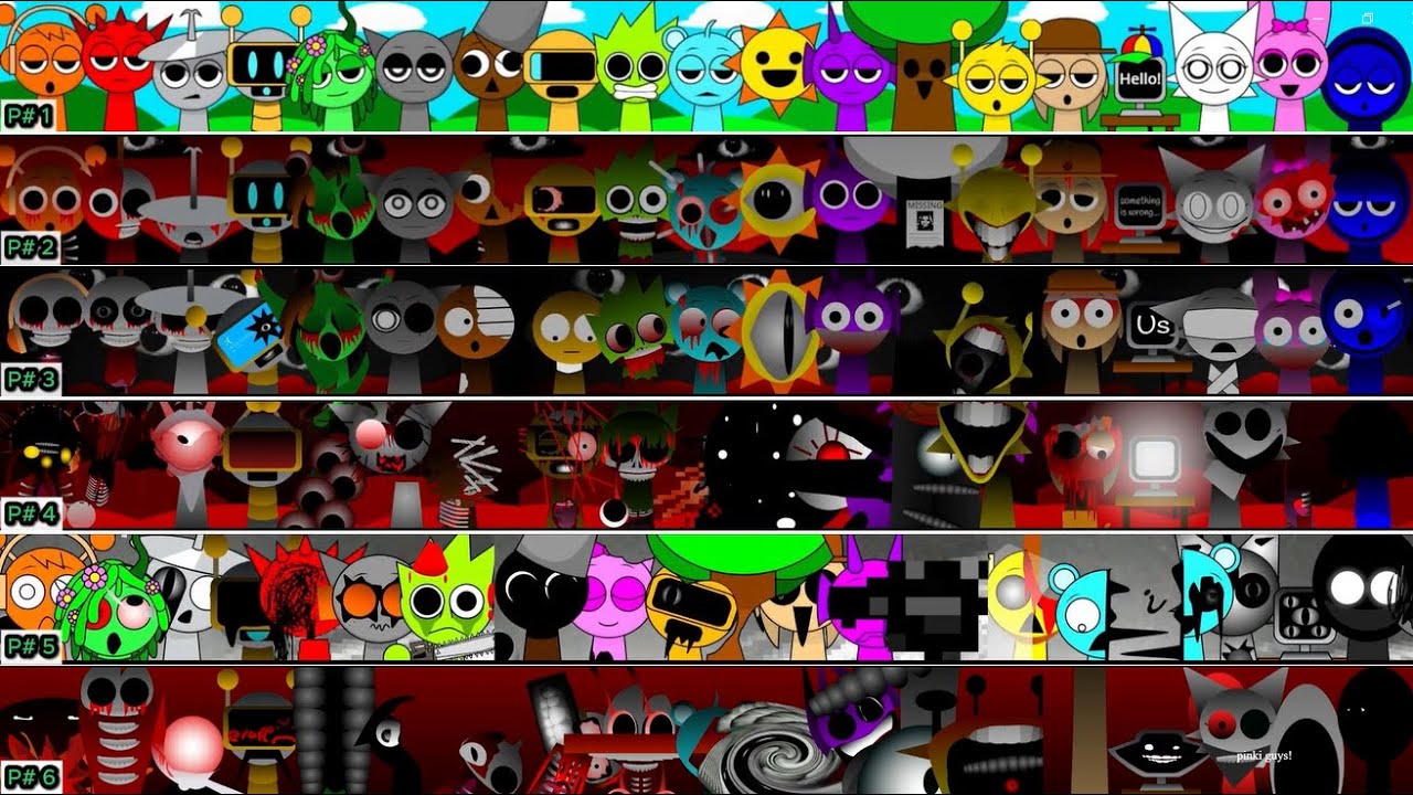 All Characters Together in Incredibox Sprunki Phase 1 to Phase 13 ...