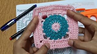 طريقه عمل وحده مربعه ( بشرح الباترون ) للمبتدئين  ⬜ crochet