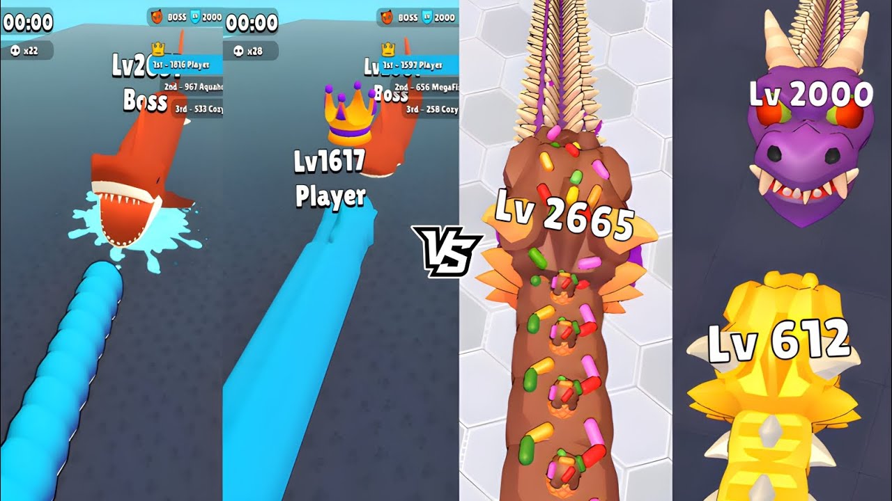 Snake Rush: Clash Battle 3D 🐍 VS Shark Clash 🦈 | Epic Arena Gaming Fight!