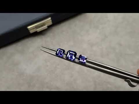 Asscher cut tanzanite set 6.71 carats Video  № 3
