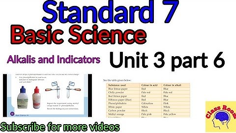 standard 7 Basic Science Unit 3 Acids and Alkalis part 6 Indicators and Alkalis