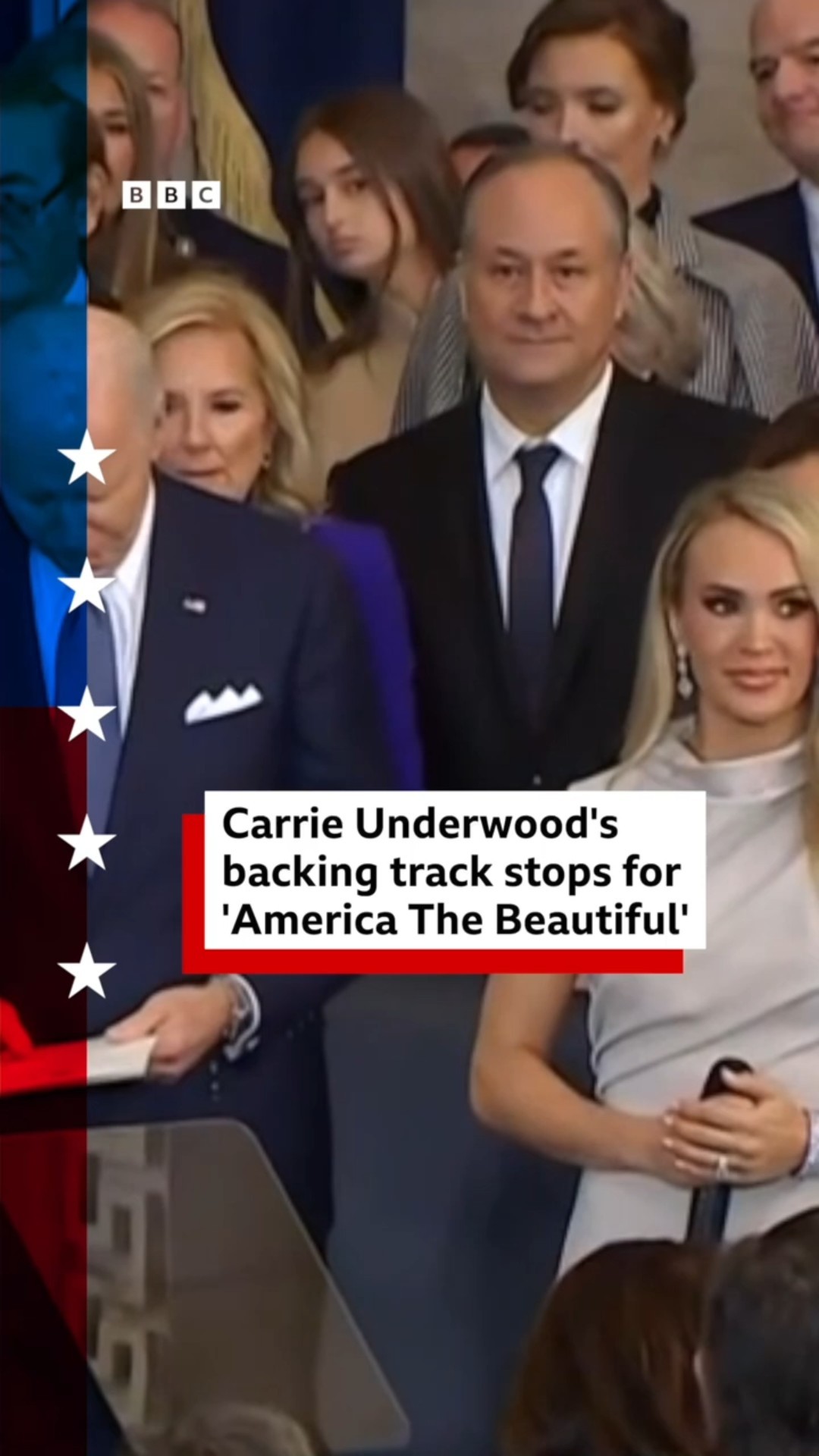 US singer Carrie Underwood sings part of 'America The Beautiful' a capella. #Trump #BBCNews