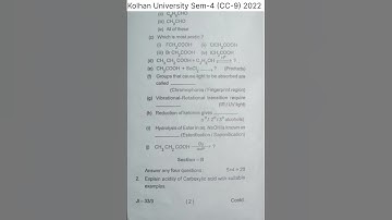 Kolhan University Sem-4 CC-9 #chemistry #honours #2022