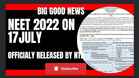 neet 2022 application form and date released !!#neet2022