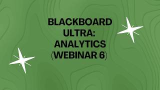 Summer 2026 Session - Blackboard Ultra - Analytics