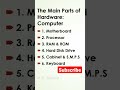 The Main Parts of Hardware : Computer 💻