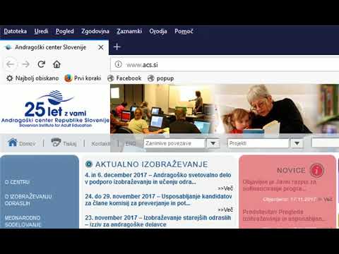 Nastavitev domače spletne strani v brskalniku in brisanje zgodovine