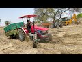 Mahindra Arjun Novo and Eicher 242 Tractor Stunt Gone wrong Trolley Pushed by JCB 3dx