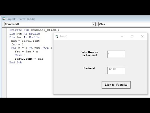 VB 6.0 Factorial Program | VB program solved