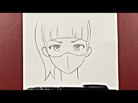 Easy anime drawing | how to draw anime girl wearing a mask easy step-by-step