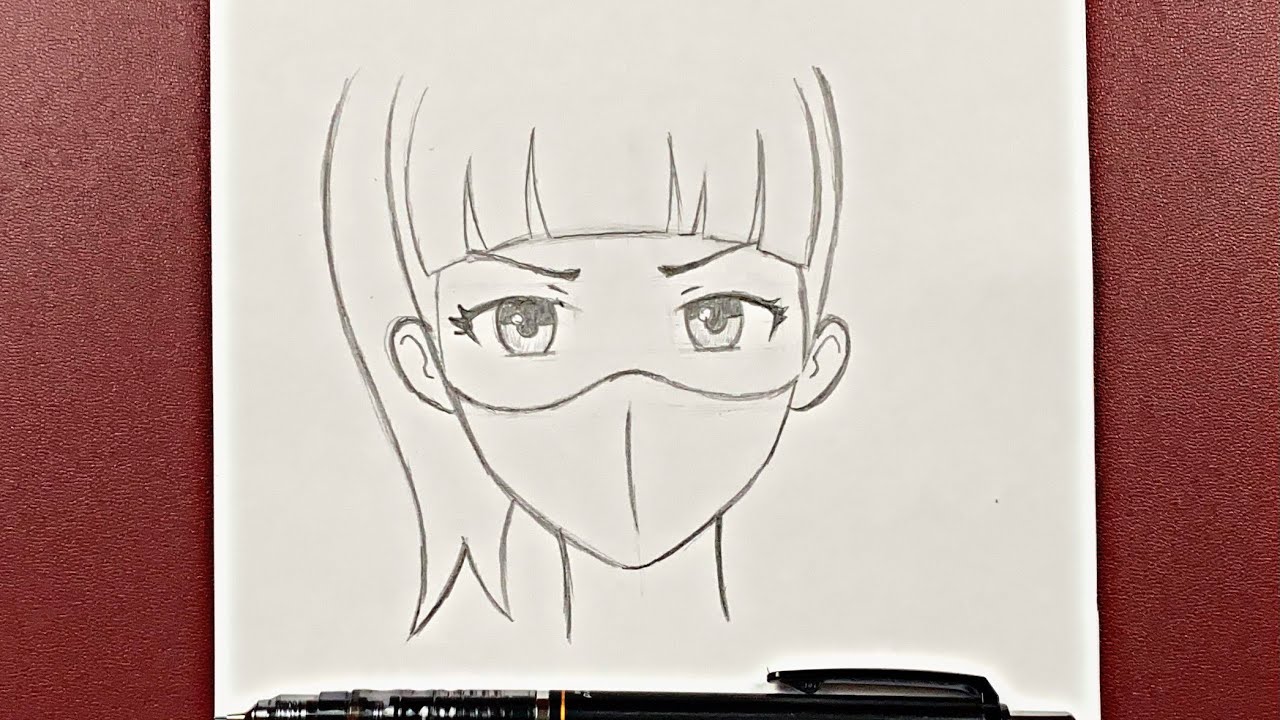 Easy anime drawing | how to draw anime girl wearing a mask easy  step-by-step - YouTube
