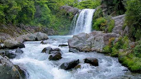 Soothing Rocky Mountain Waterfall and River. Relaxing Nature Sounds. 10 hours, White Noise to Sleep.