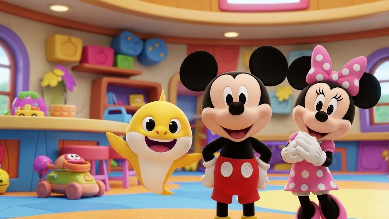 Baby Shark Visits Mickey Mouse Clubhouse | Fun Cartoon Adventure for Kids