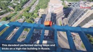 Daredevil Performs Insane Tricks on Building Ledge
