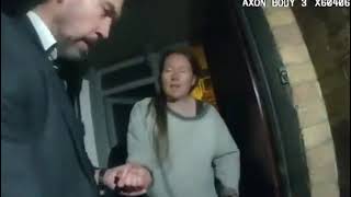 Jemma Mitchell says: 'Hello, how are you'  to cops battering her door down