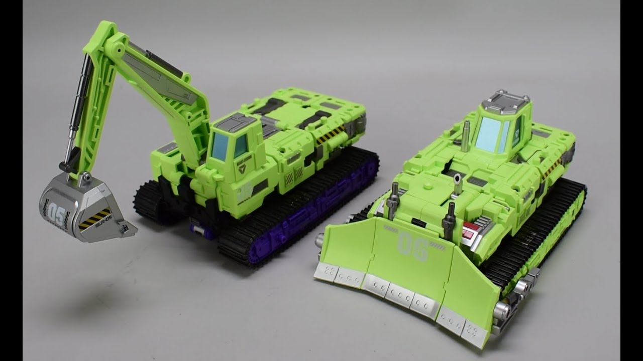 变形金刚机械入侵大力神C套推土机清扫机逆变玩具开箱