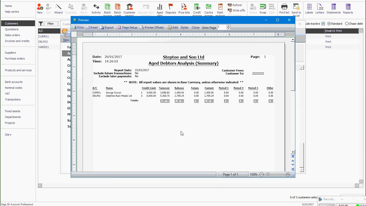 29 Generating an Aged Debtors list in Sage YouTube