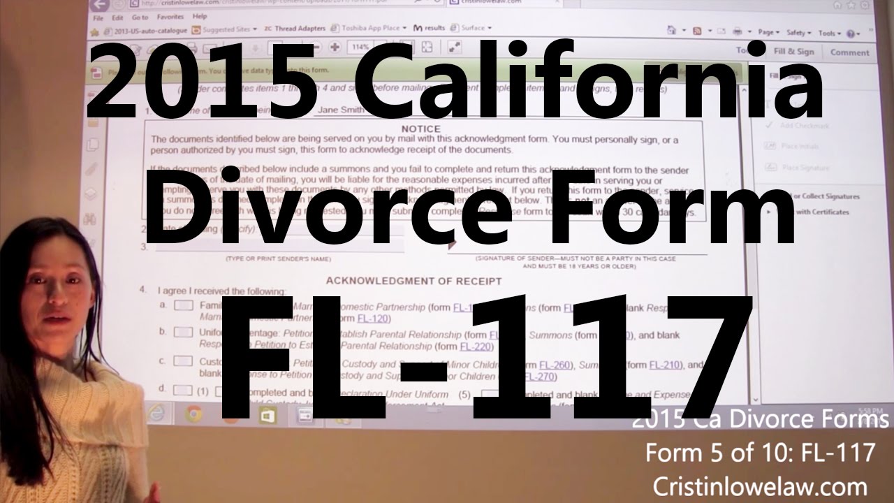 filing california divorce forms form 5 of 10 the fl 117 youtube fl120 form