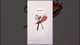 How to draw Fire stickman in different levels✏️🔥  #drawing #stickman #tutorial #art  #fyp #shorts
