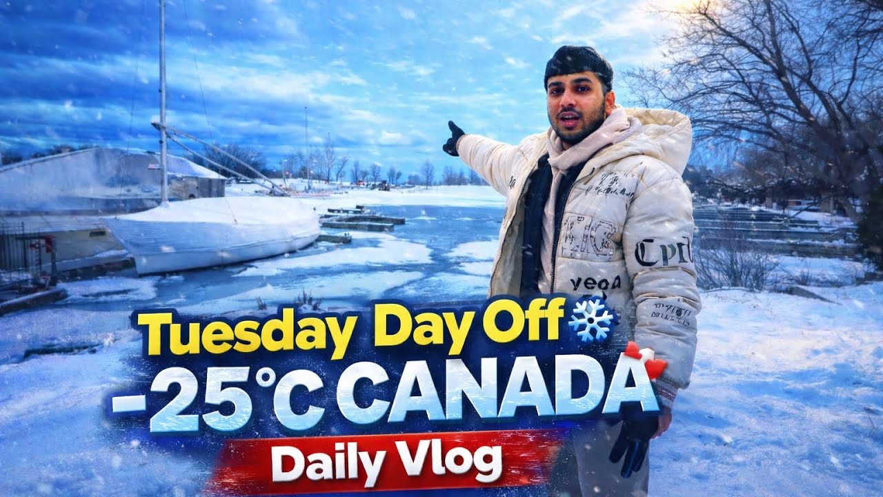 😱 -25°C में घूमने गया!🧊 झील भी जम गई🇨🇦 Canada