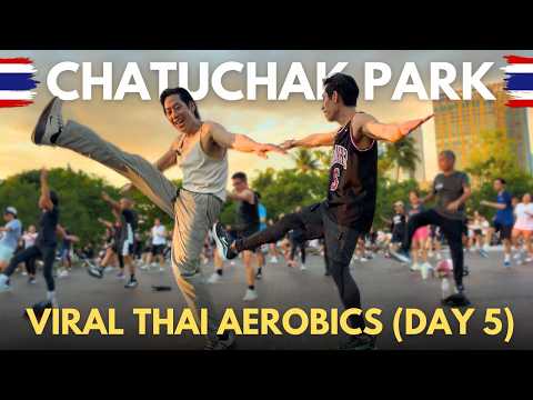 Twins FIRST TIME dancing Bangkok's VIRAL Aerobics at CHATUCHAK PARK! เต้นแอโรบิกกรุงเทพฯ (Day 5) 🇹🇭