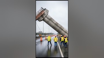 The bridge pillars that were being installed suddenly collapsed 🌉 #bridge #collapse