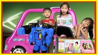 Pretend Play Power Wheels Ride On Car REAL Barbie Dream Camper with Ryan's Toy Review Toys