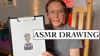 ASMR Art, Finishing the Spooky Drawing, French Artist Whispering, Sharpie Pen Sounds, Relaxing, Calm
