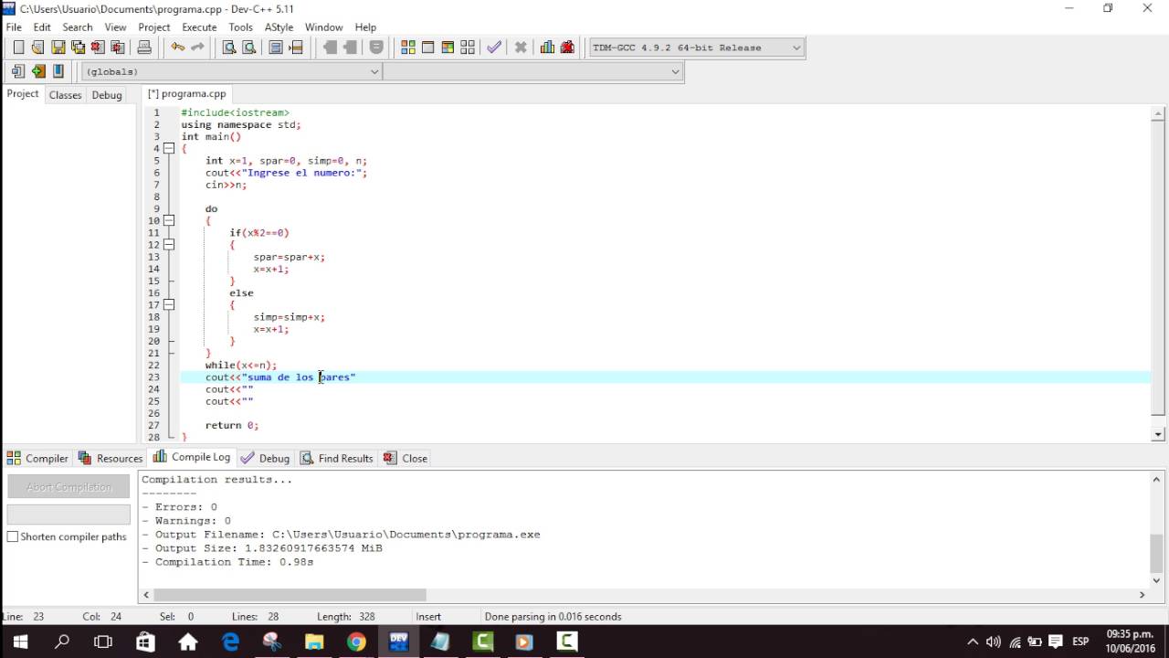 ejercicio_suma_en el programa C++ - YouTube