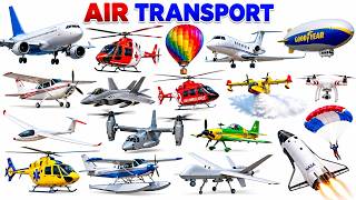 Air Transport Vehicles for Kids L0909 | Airplane, Helicopter, Hot Air Balloon | Learning Video