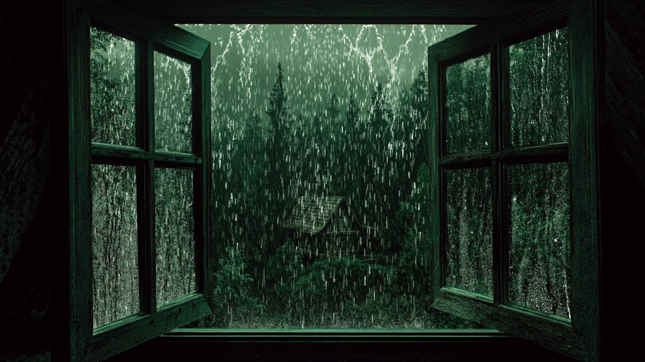 Целебные звуки дождя для сна 🌧️ Атмосфера открытого окна и сильный дождь