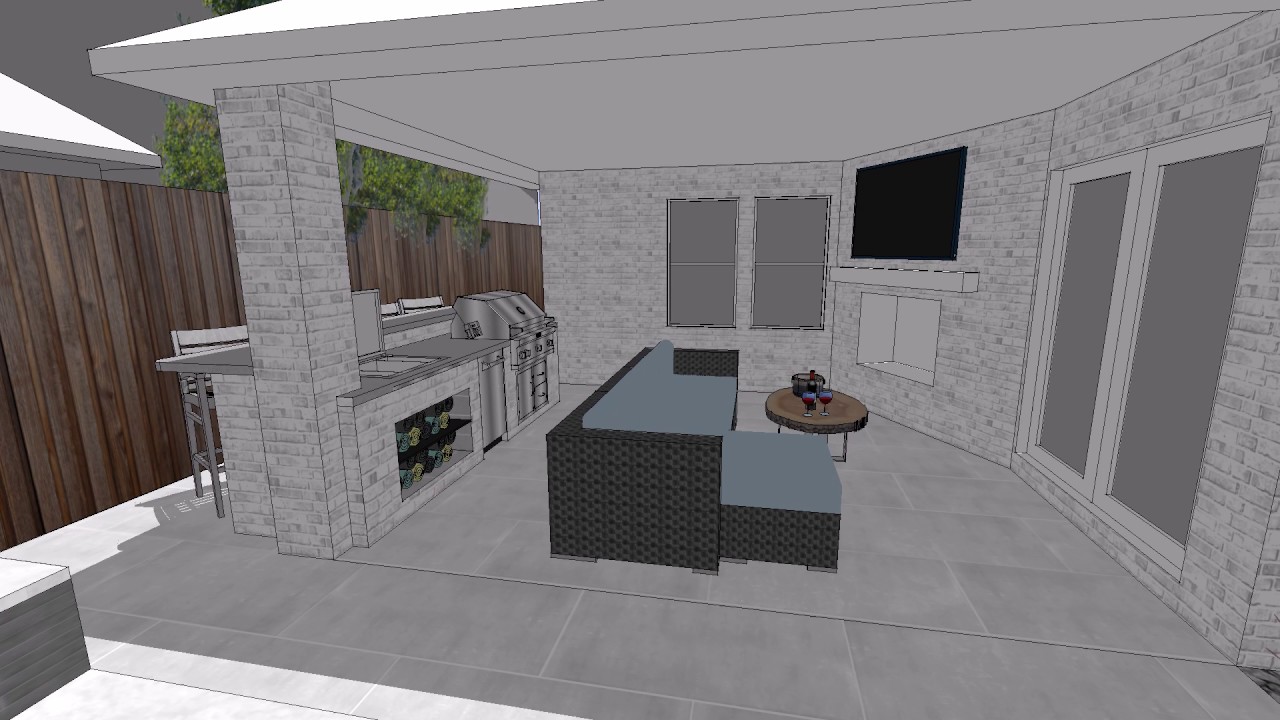 L Streets Dallas Modern Swimming Pool, Outdoor Kitchen & Living - Rev. II