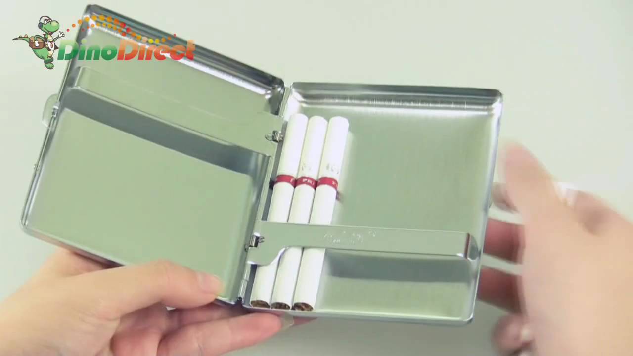 Stylish Metal Cigarette Case Box Holder Silver (Holds 20) - dinodirect