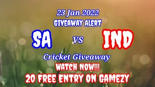 Today 23 Jan 2022 | 10 Team Free Entry On Gamezy | 2 Code | SA VS IND | Watch now!!!. screenshot 3