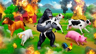 Gorilla's Heroic Rescue: Saving a Cow from a Fire Accident | Animal Rescue Videos 2024