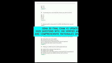OSHA 30 FINAL EXAM V2  UPDATED 2025   QUESTIONS WITH 100 VERIFIED ANSWERS AND COMPREHENSIVE RATIONAL